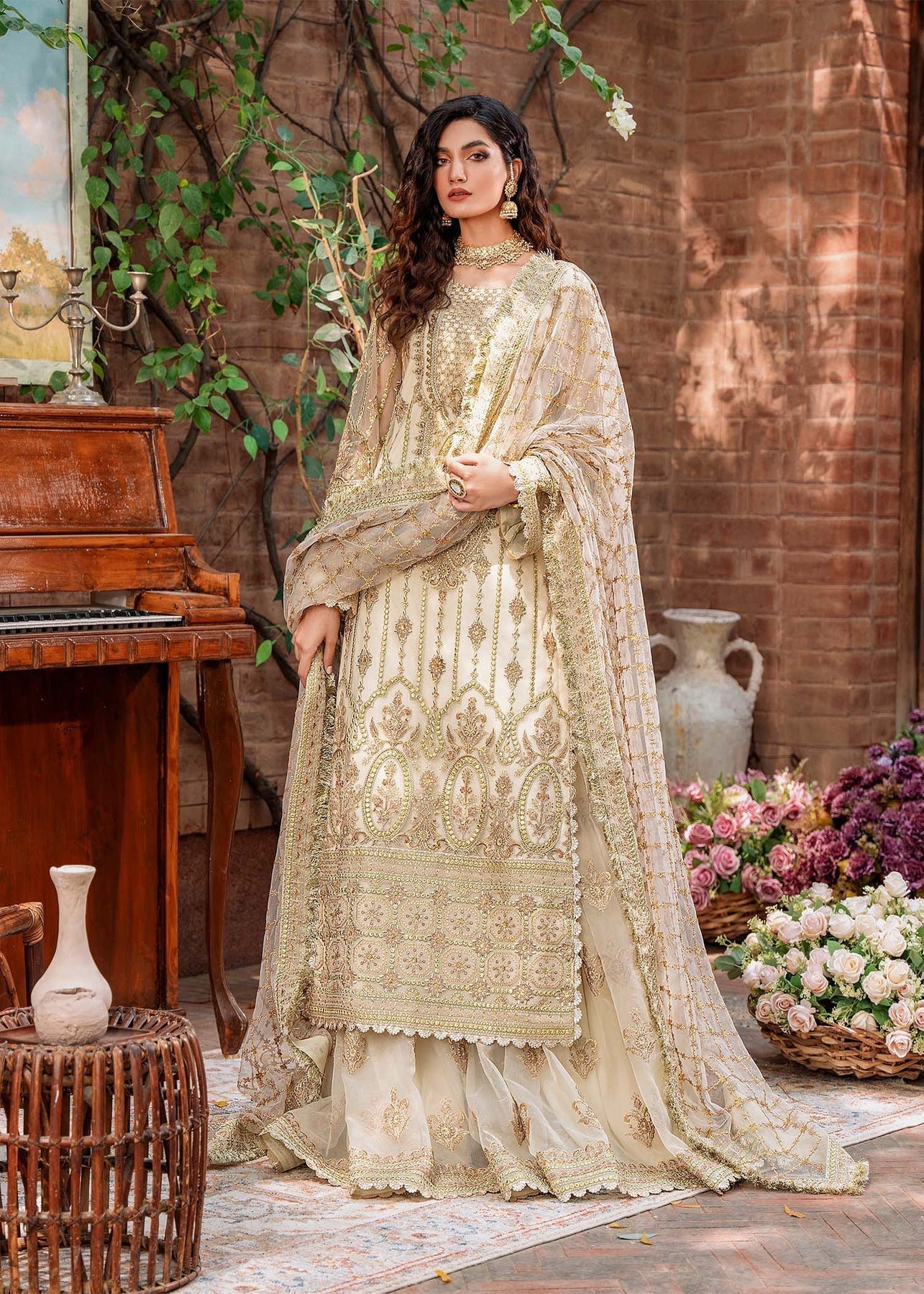 Akbar Aslam Mastani Embroidered Net 3Pc Suit MEHRUNISA Riwayat e khas