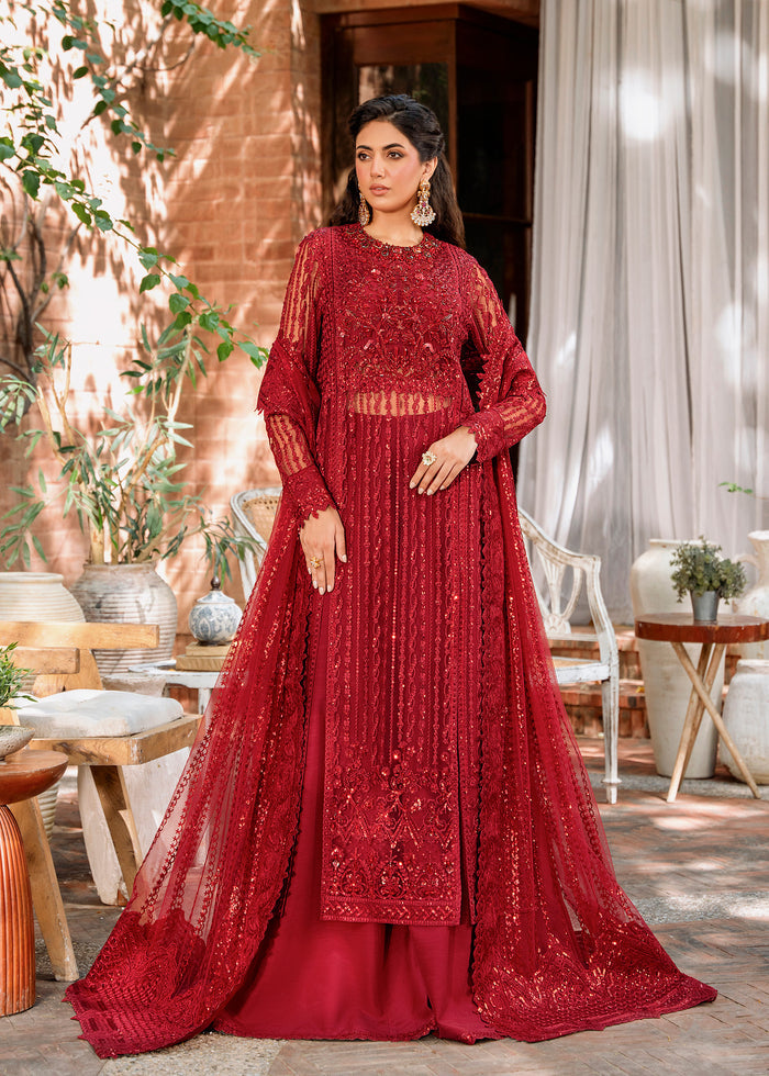 Akbar Aslam Mastani Embroidered Net 3Pc Suit GUL MOHR Riwayat e khas