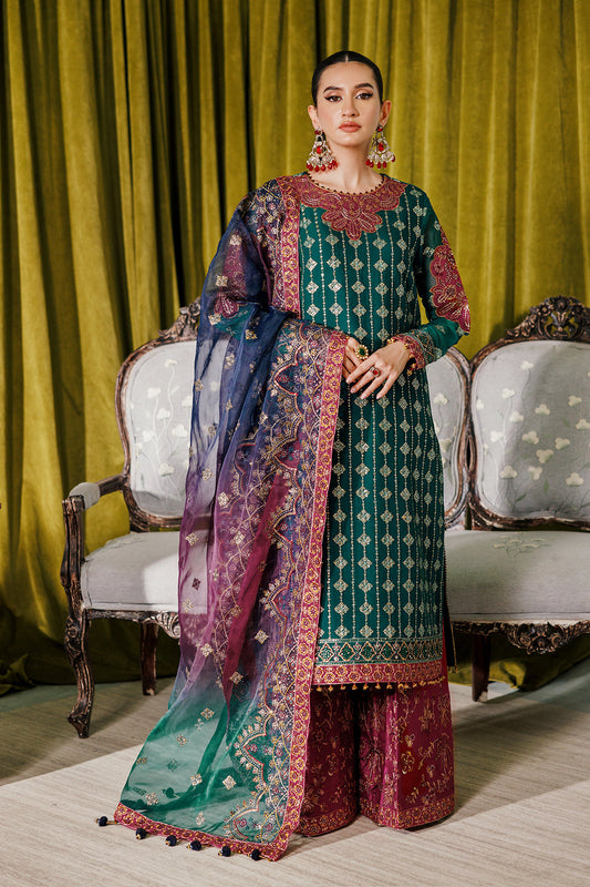 Alizeh Fashion Luxury Embroidered Chiffon 3Pc Suit AF-CH-2174-Nagar C Sea Green