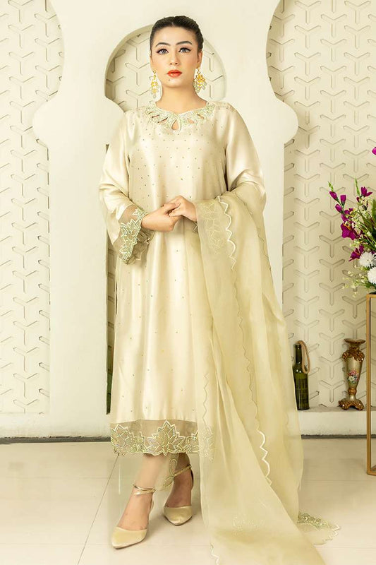 RozaandMina - Jasmine Ivory Shirt and Dupatta - Riwayat-e-khas