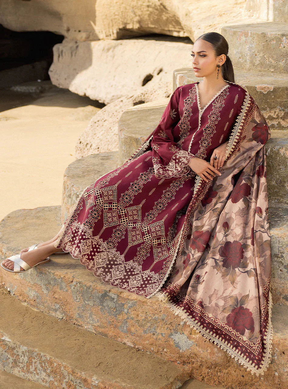 Zainab Chottani Embroidered Chikankari Lawn 3Pc Suit D-01B Aysel