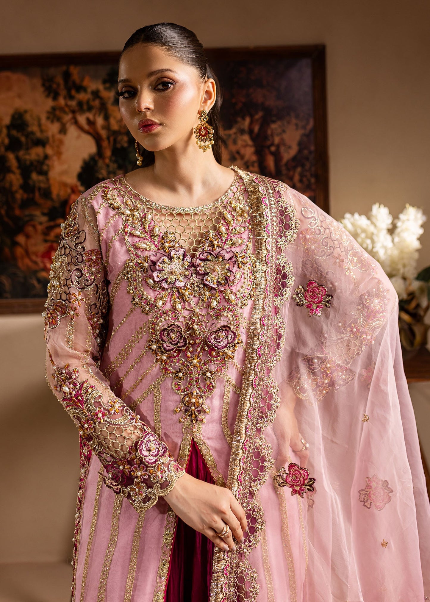 Lamhay by Maria Osama Khan Embroidered Organza 3Pc Suit - Zarmina