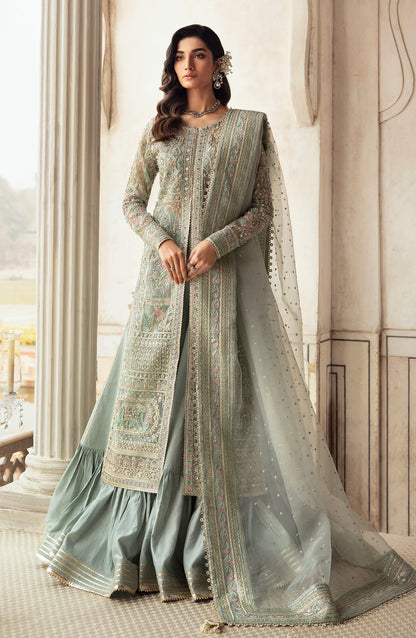 Zevk Afsanah Luxury Embroidered Organza 3Pc Suit - Akks