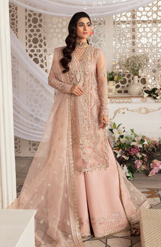 Zevk Afsanah Luxury Embroidered Net 3Pc Suit - Mushq