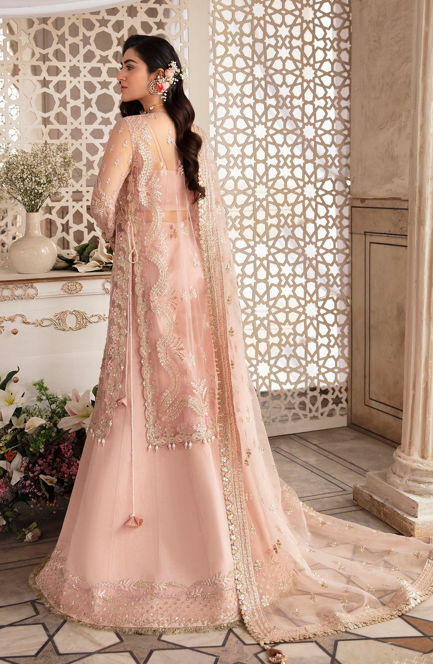 Zevk Afsanah Luxury Embroidered Net 3Pc Suit - Mushq