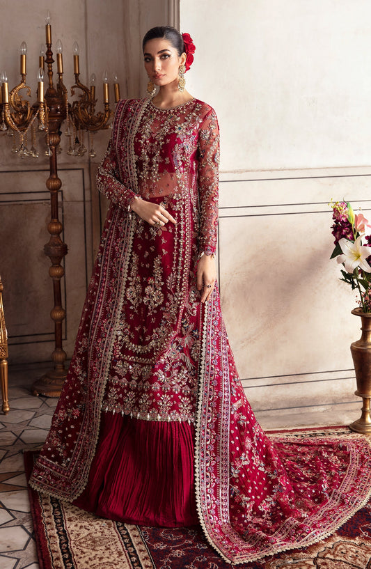 Zevk Afsanah Luxury Embroidered Net 3Pc Suit - Kamkhawab