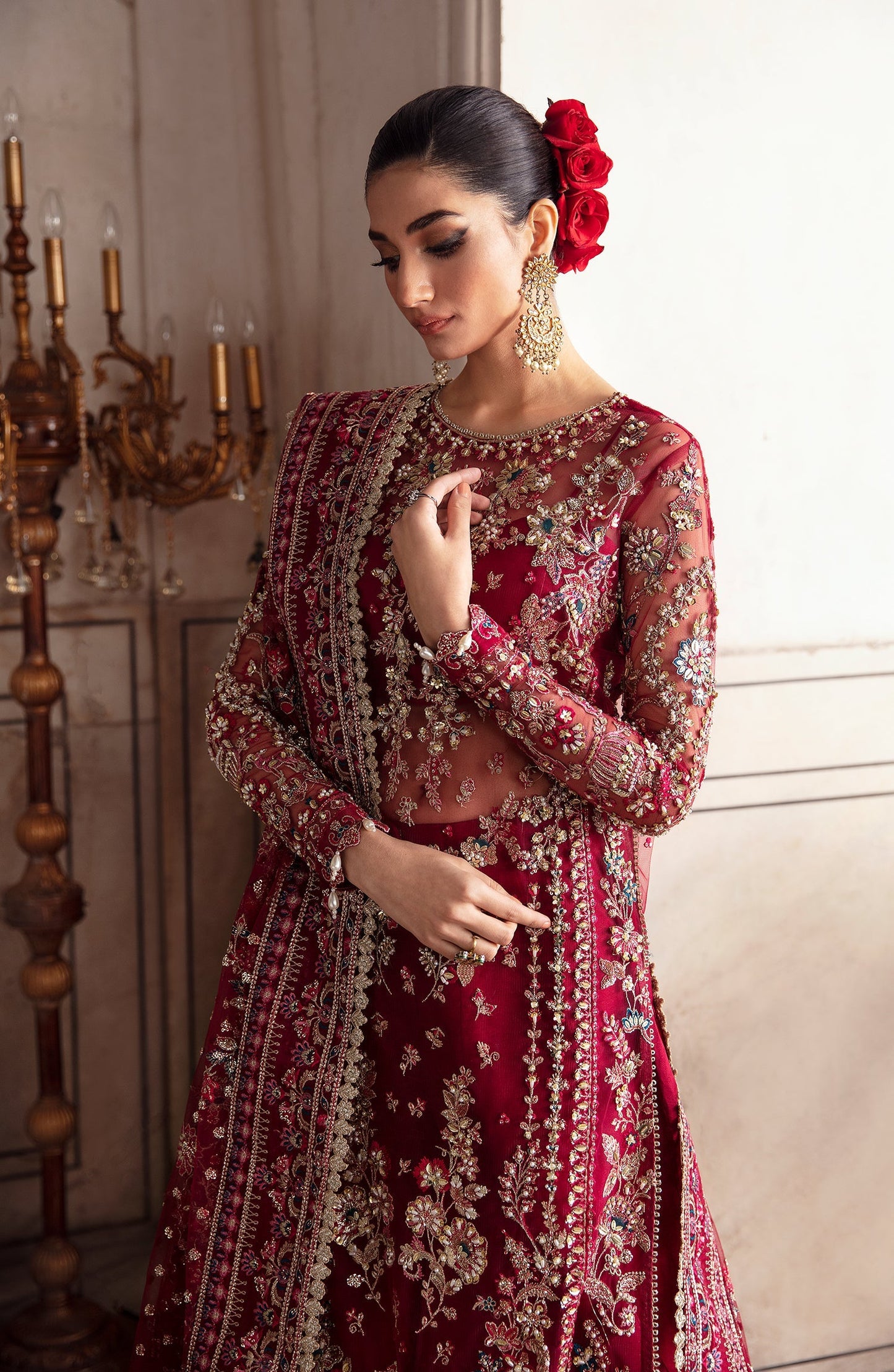 Zevk Afsanah Luxury Embroidered Net 3Pc Suit - Kamkhawab