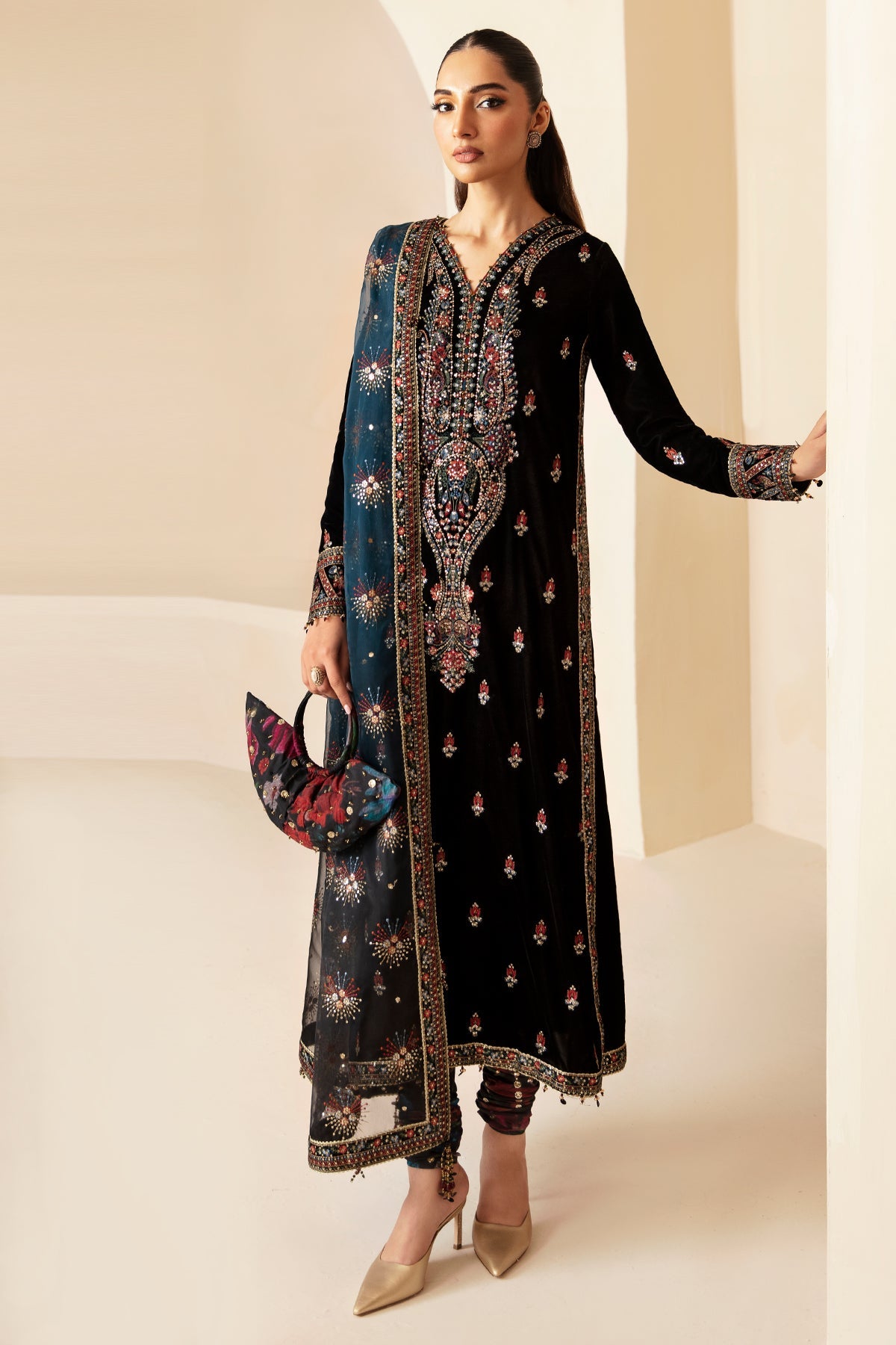 JAZMIN__Embroidered Velvet Formal VF-2028