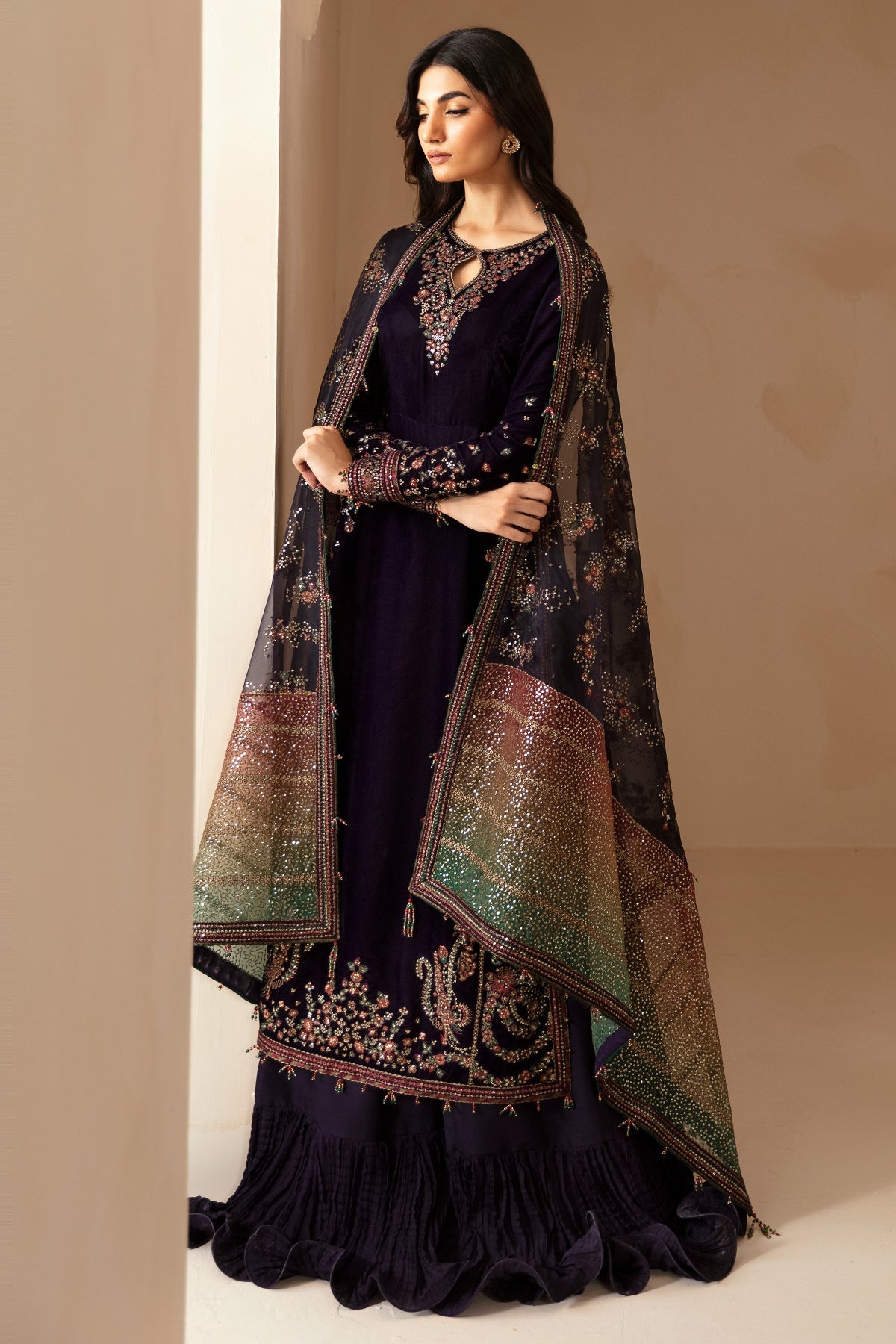 JAZMIN__Embroidered Velvet Formal VF-2027