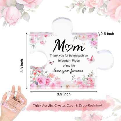 Gifts for Mum, Mothers Day Mum Birthday Gifts from Daughter Son, Decorative Acrylic Block Puzzle 3.9X3.3 Inch - Best Mummy Gifts for Mothers Day Christmas Birthday