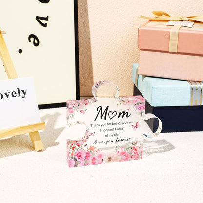 Gifts for Mum, Mothers Day Mum Birthday Gifts from Daughter Son, Decorative Acrylic Block Puzzle 3.9X3.3 Inch - Best Mummy Gifts for Mothers Day Christmas Birthday