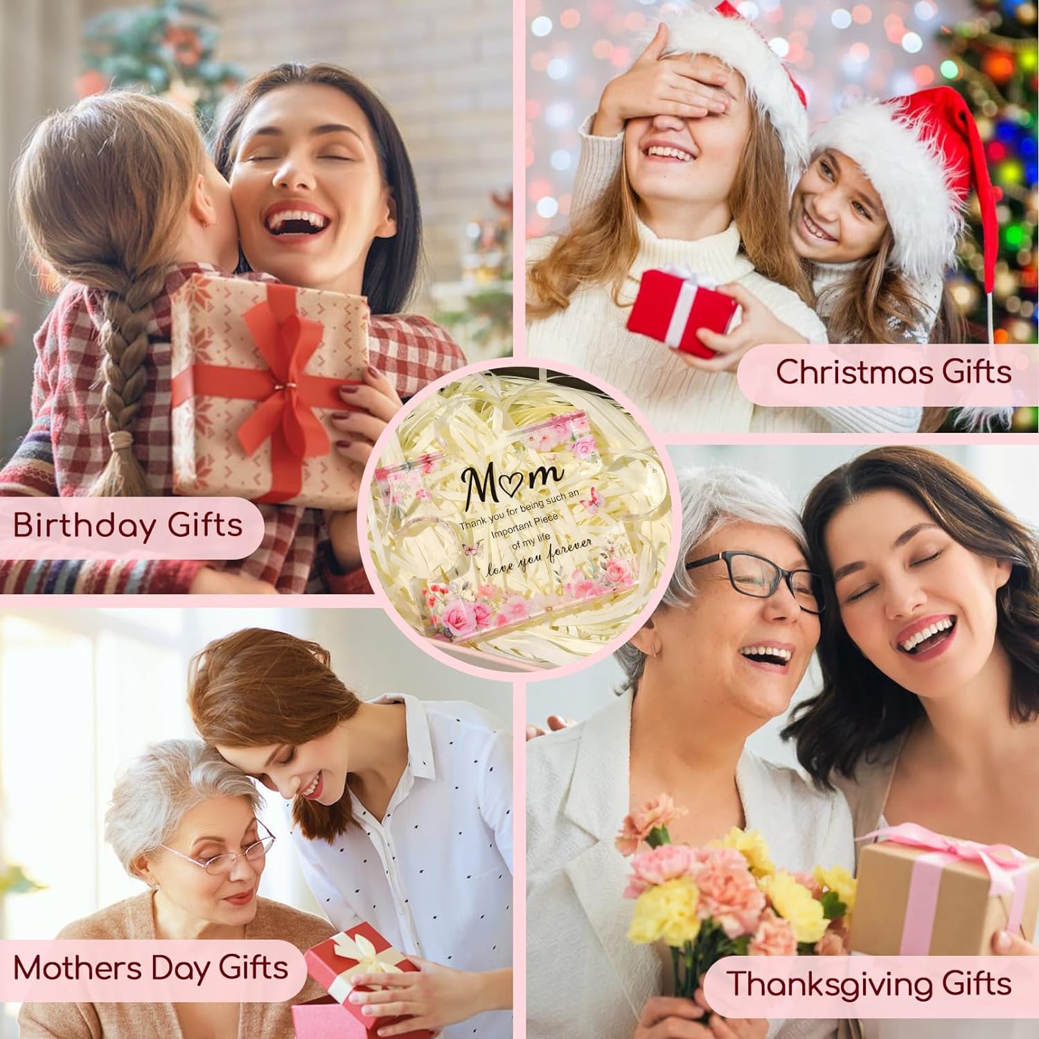 Gifts for Mum, Mothers Day Mum Birthday Gifts from Daughter Son, Decorative Acrylic Block Puzzle 3.9X3.3 Inch - Best Mummy Gifts for Mothers Day Christmas Birthday