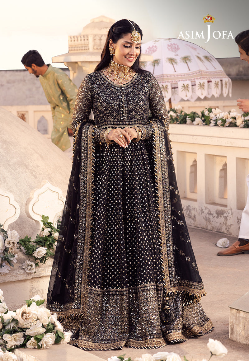 Shehnai by Asim Jofa Embroidered Chiffon Unstitched 3Pc Suit AJSH-01 - Riwayat-e-khas