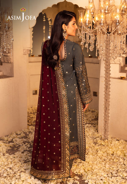 Shehnai by Asim Jofa Embroidered Net Unstitched 3Pc Suit AJSH-07 - Riwayat-e-khas