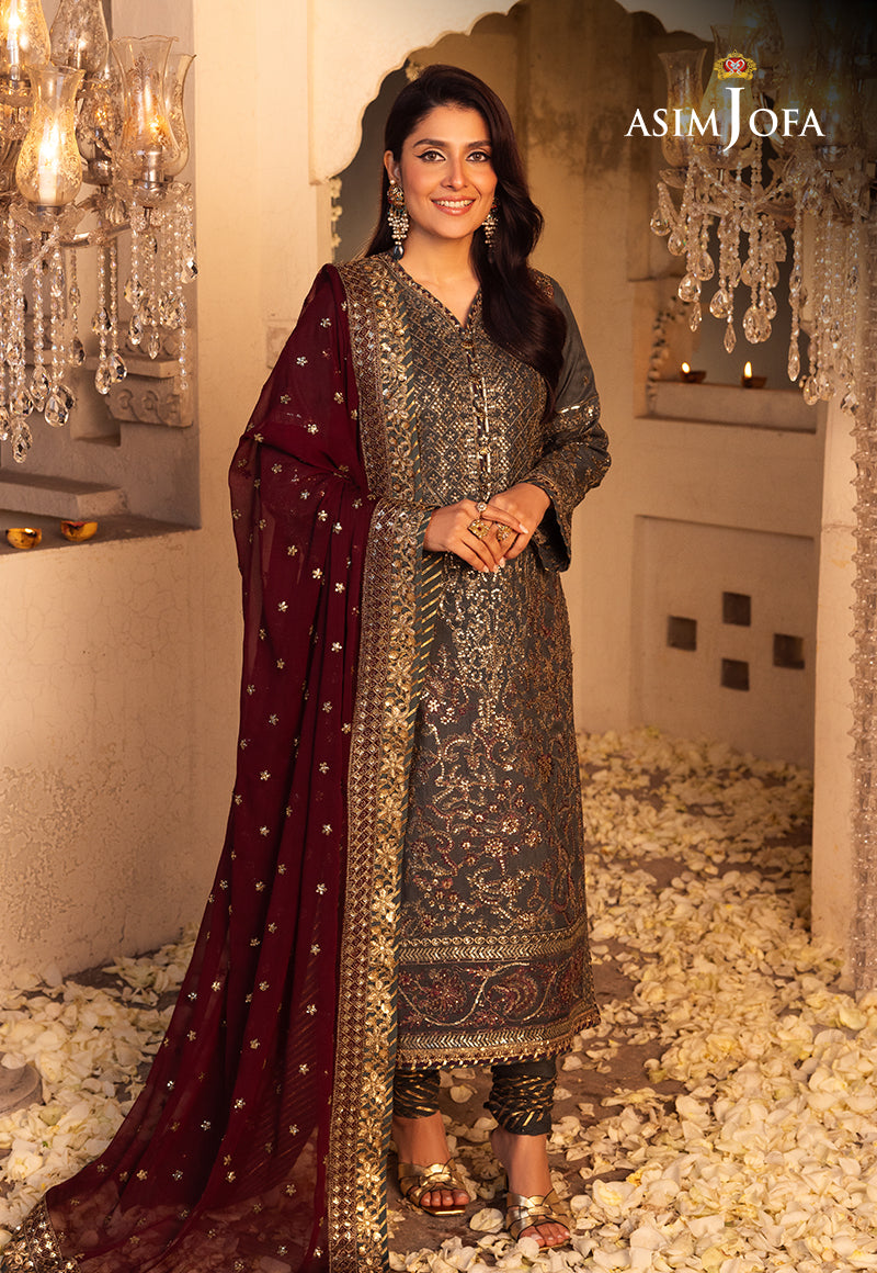 Shehnai by Asim Jofa Embroidered Net Unstitched 3Pc Suit AJSH-07 - Riwayat-e-khas