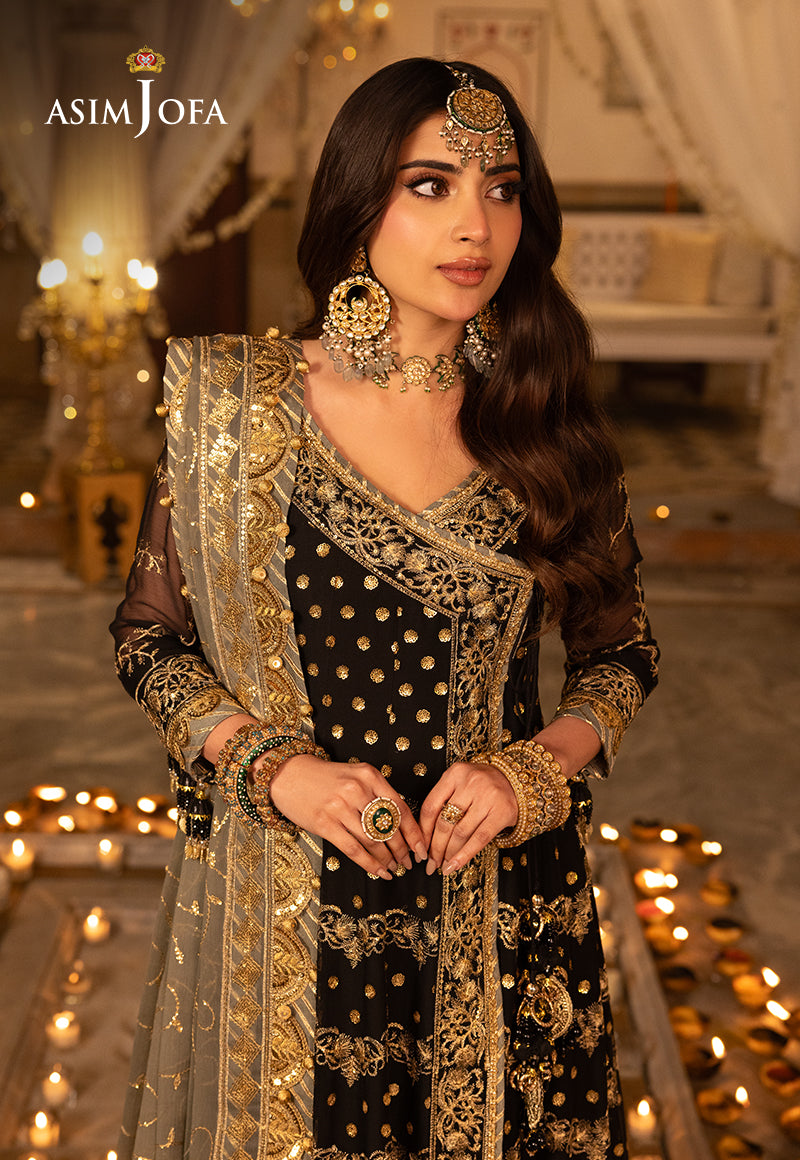 Shehnai by Asim Jofa Embroidered Net Unstitched 3Pc Suit AJSH-08 - Riwayat-e-khas