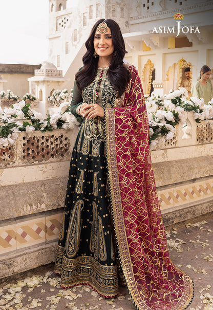 Shehnai by Asim Jofa Embroidered Chiffon Unstitched 3Pc Suit AJSH-11 - Riwayat-e-khas