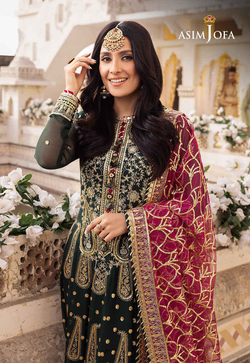 Shehnai by Asim Jofa Embroidered Chiffon Unstitched 3Pc Suit AJSH-11 - Riwayat-e-khas