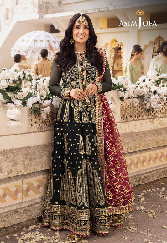 Shehnai by Asim Jofa Embroidered Chiffon Unstitched 3Pc Suit AJSH-11 - Riwayat-e-khas