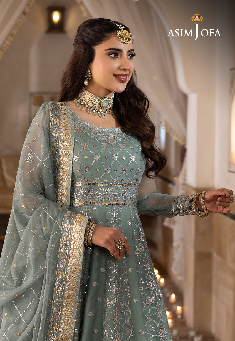 Shehnai by Asim Jofa Embroidered Chiffon Unstitched 3Pc Suit AJSH-14 - Riwayat-e-khas