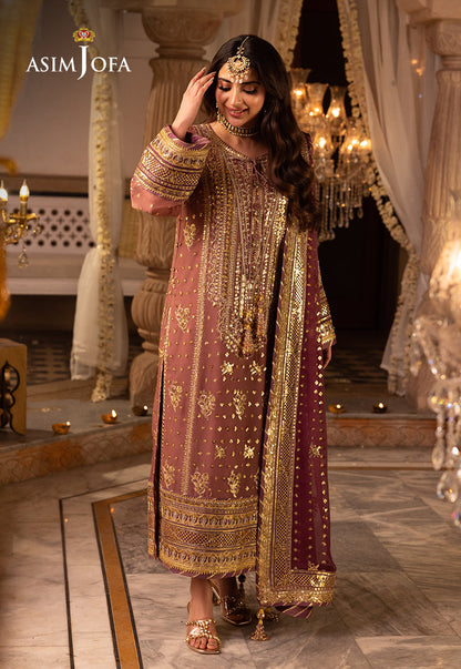 Shehnai by Asim Jofa Embroidered Chiffon Unstitched 3Pc Suit AJSH-17 - Riwayat-e-khas