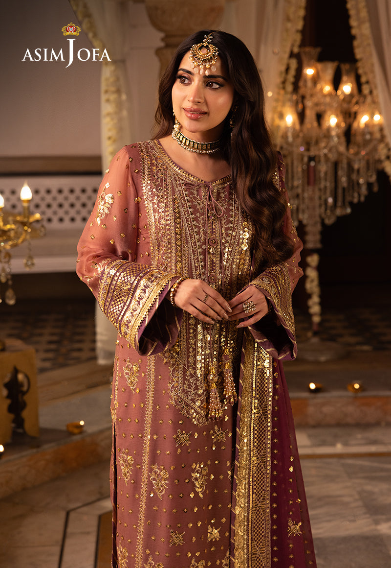 Shehnai by Asim Jofa Embroidered Chiffon Unstitched 3Pc Suit AJSH-17 - Riwayat-e-khas