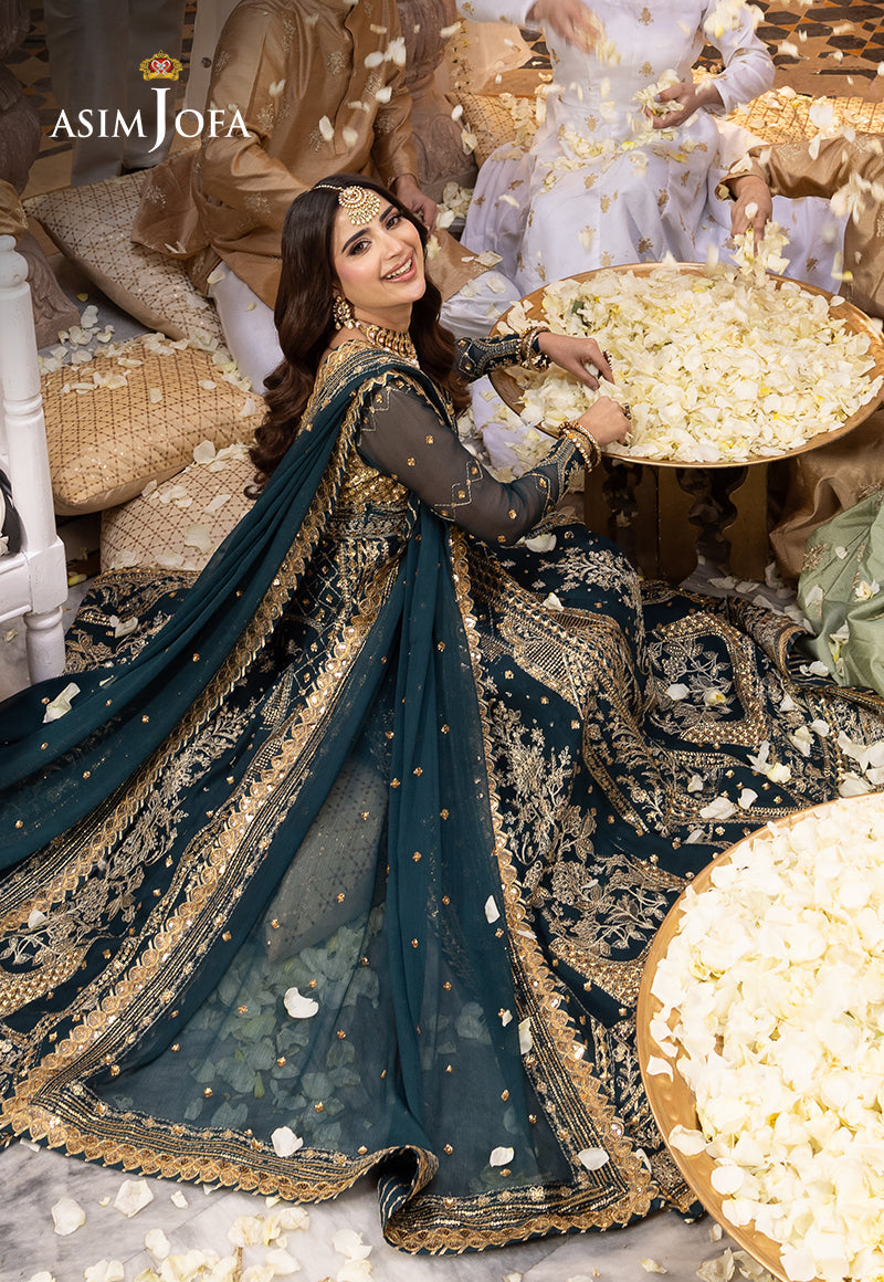 Shehnai by Asim Jofa Embroidered Chiffon Unstitched 3Pc Suit AJSH-18 - Riwayat-e-khas