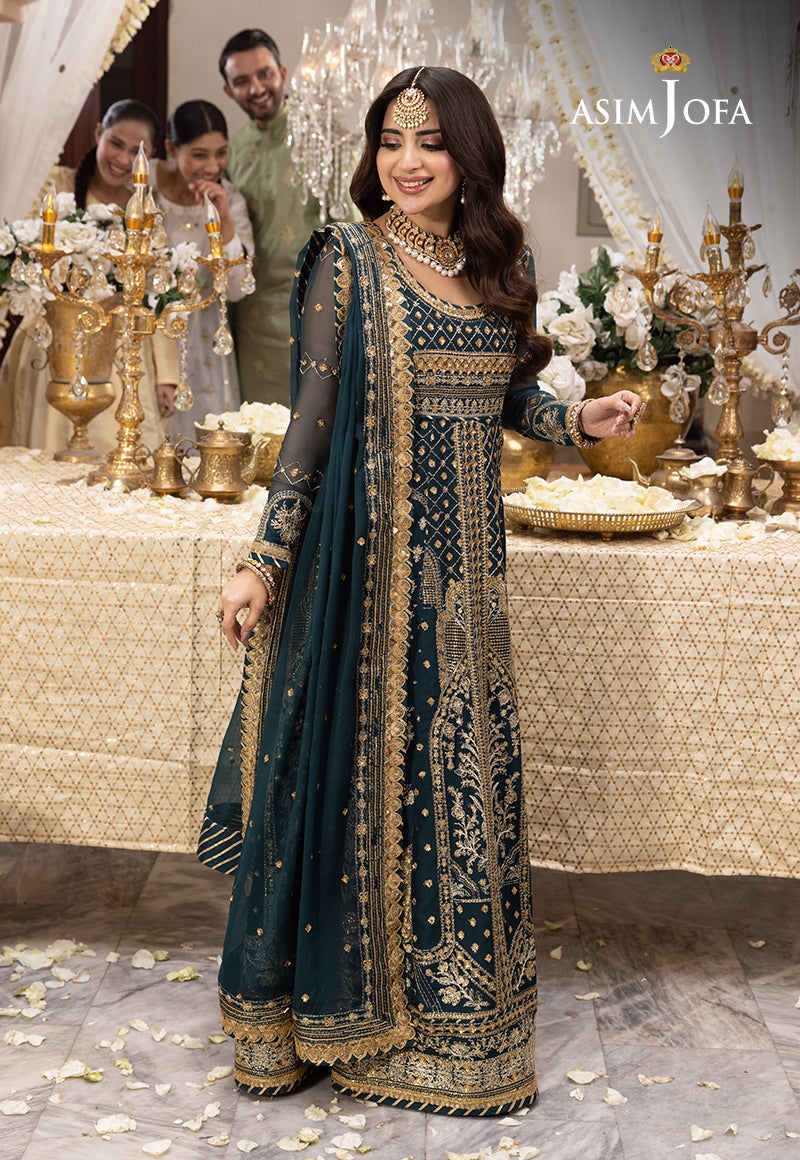 Shehnai by Asim Jofa Embroidered Chiffon Unstitched 3Pc Suit AJSH-18 - Riwayat-e-khas