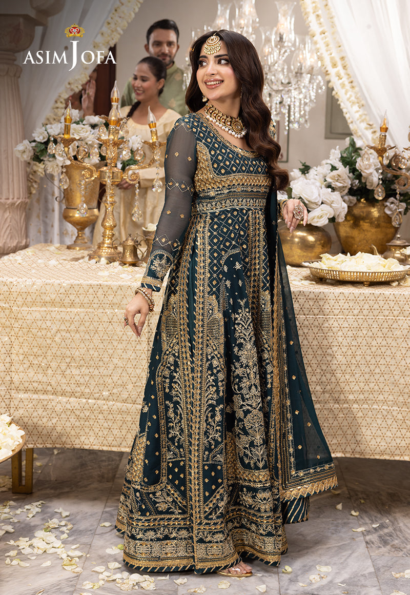 Shehnai by Asim Jofa Embroidered Chiffon Unstitched 3Pc Suit AJSH-18 - Riwayat-e-khas