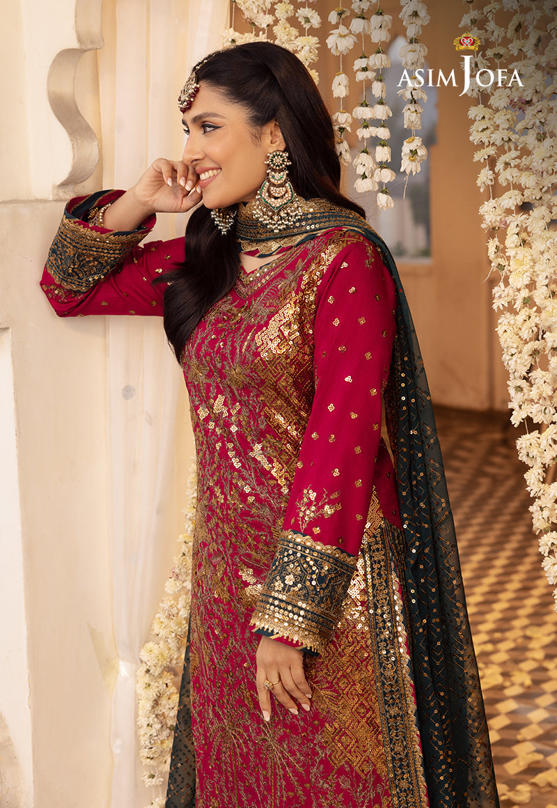 Shehnai by Asim Jofa Embroidered Chiffon Unstitched 3Pc Suit AJSH-19 - Riwayat-e-khas