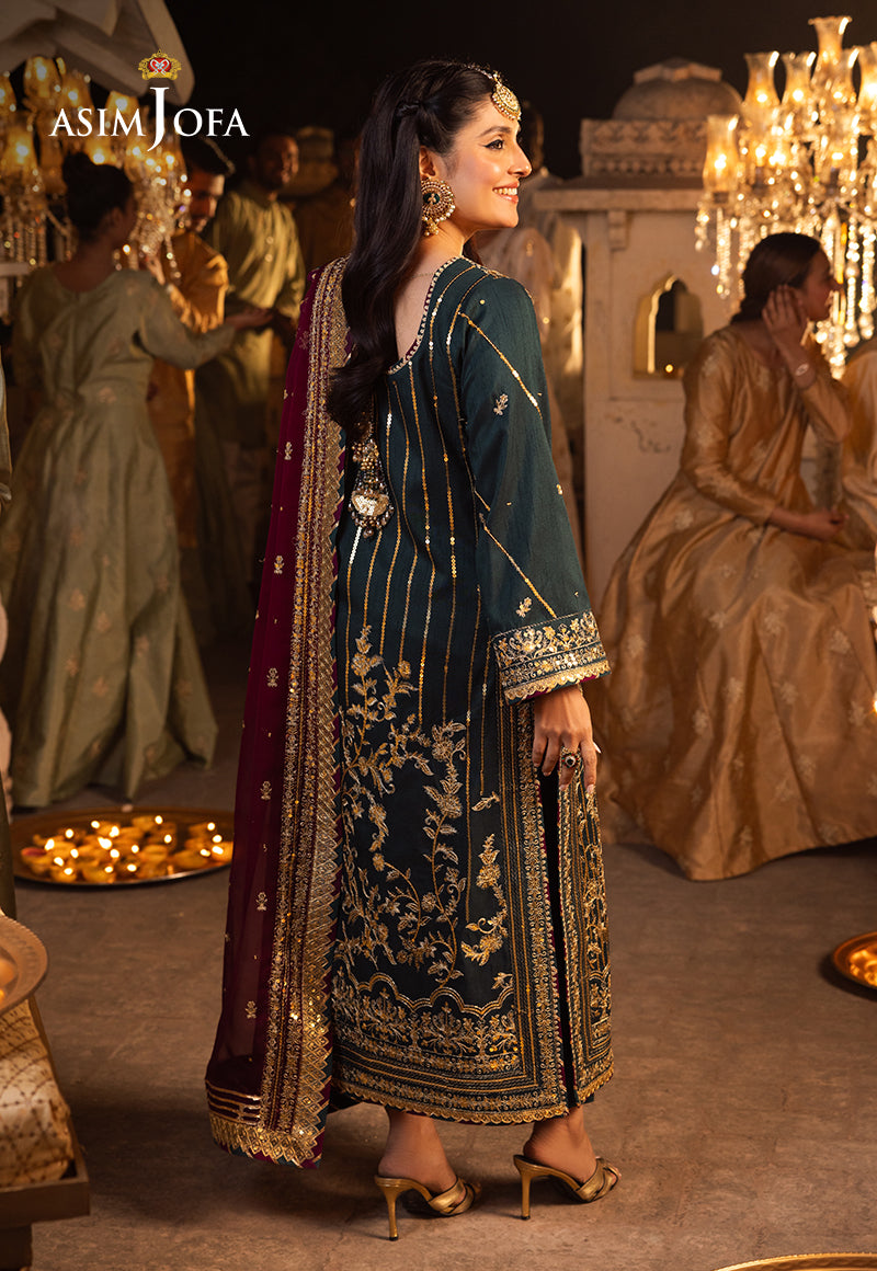 Shehnai by Asim Jofa Embroidered Chiffon Unstitched 3Pc Suit AJSH-20 - Riwayat-e-khas