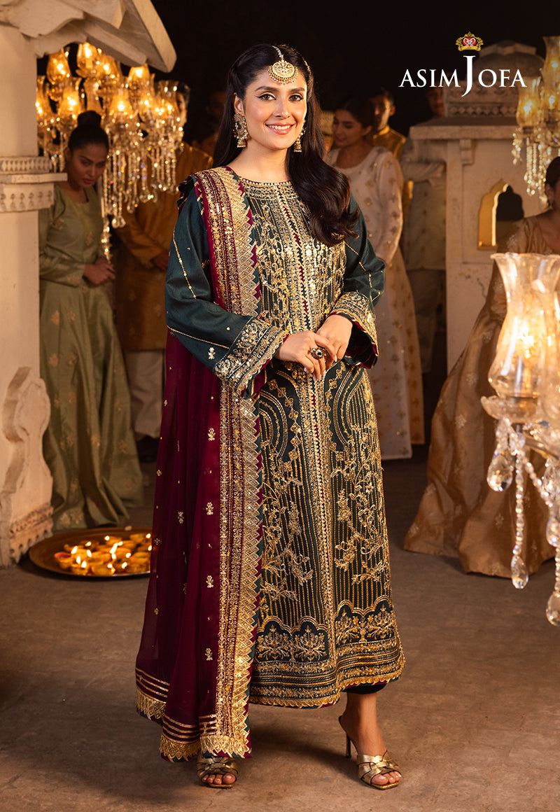 Shehnai by Asim Jofa Embroidered Chiffon Unstitched 3Pc Suit AJSH-20 - Riwayat-e-khas