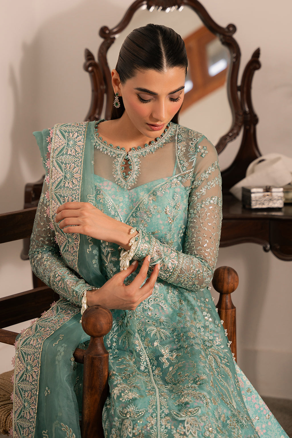 Solene by Ayzel Embroidered Organza 3Pc Suit D-01 ADELA