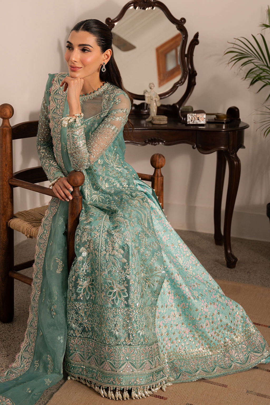 Solene by Ayzel Embroidered Organza 3Pc Suit D-01 ADELA