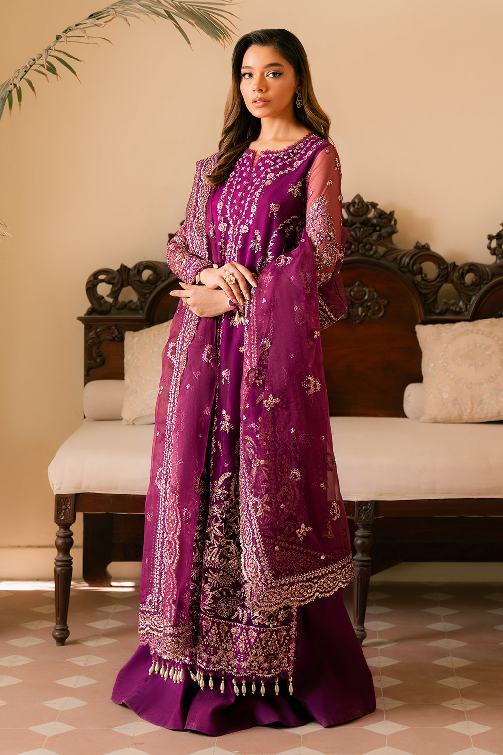 Solene by Ayzel Embroidered Organza 3Pc Suit D-02 HONORA