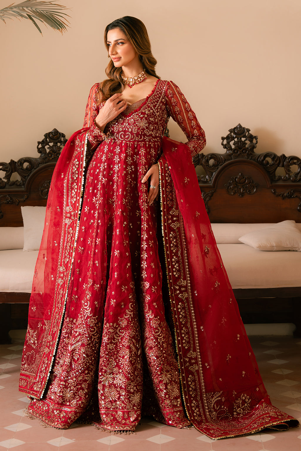 Solene by Ayzel Embroidered Organza 3Pc Suit D-04 ROSE