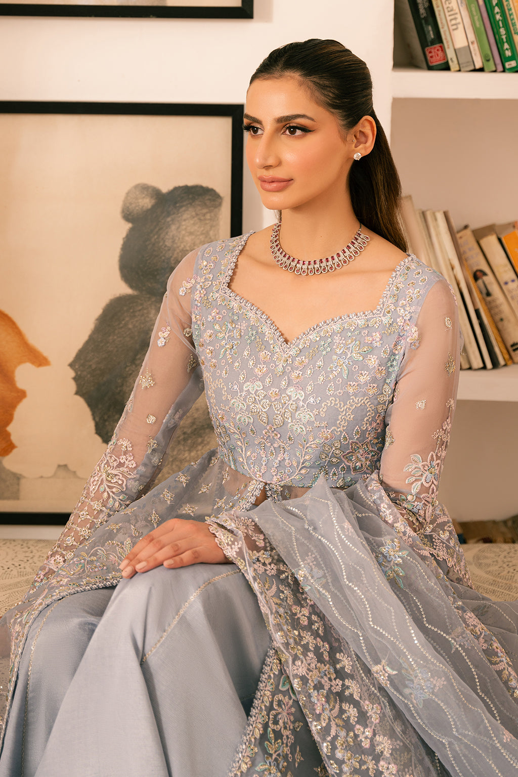 Solene by Ayzel Embroidered Organza 3Pc Suit D-08 HAILEY