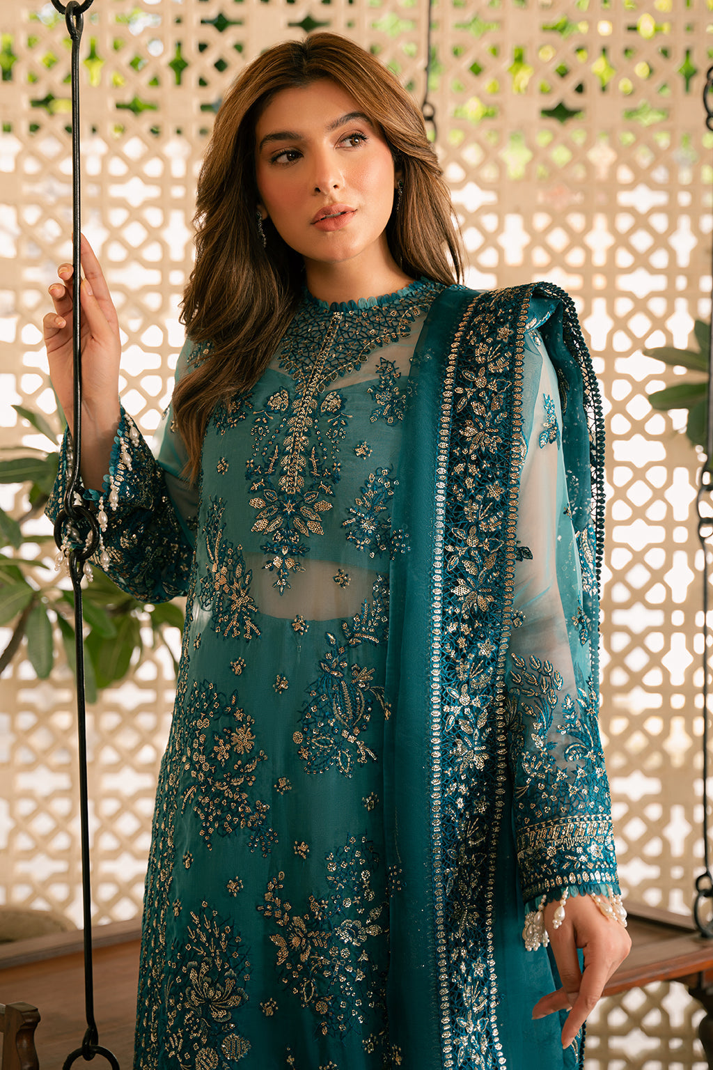 Solene by Ayzel Embroidered Organza 3Pc Suit D-10 LILA