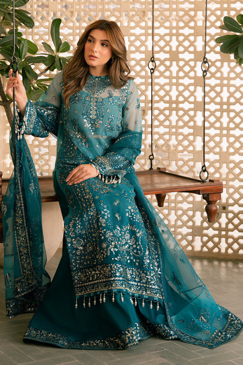 Solene by Ayzel Embroidered Organza 3Pc Suit D-10 LILA