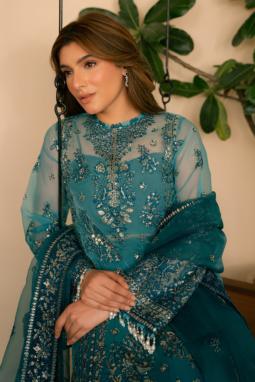 Solene by Ayzel Embroidered Organza 3Pc Suit D-10 LILA