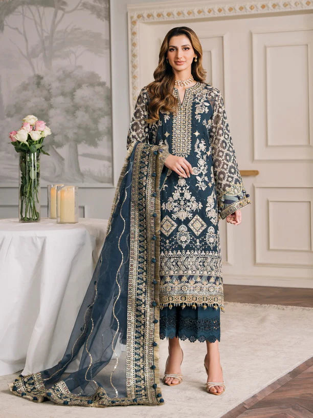 Baroque Chantelle Embroidered Luxury Chiffon 3Pc Suit EC-01