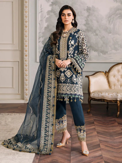 Baroque Chantelle Embroidered Luxury Chiffon 3Pc Suit EC-01