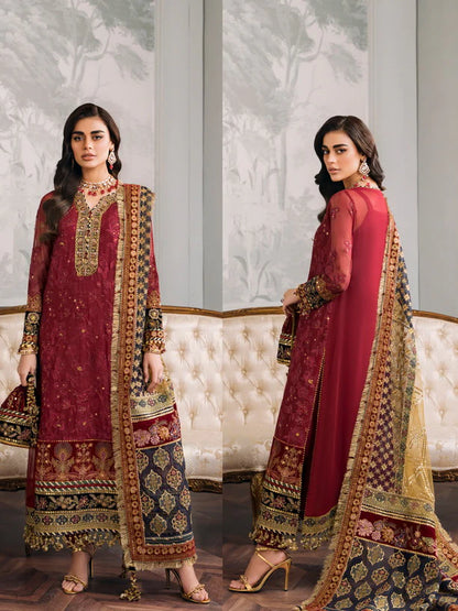 Baroque Chantelle Embroidered Luxury Chiffon 3Pc Suit EC-07