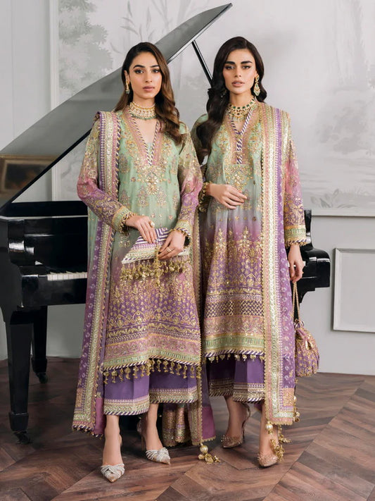 Baroque Chantelle Embroidered Luxury Chiffon 3Pc Suit EC-08