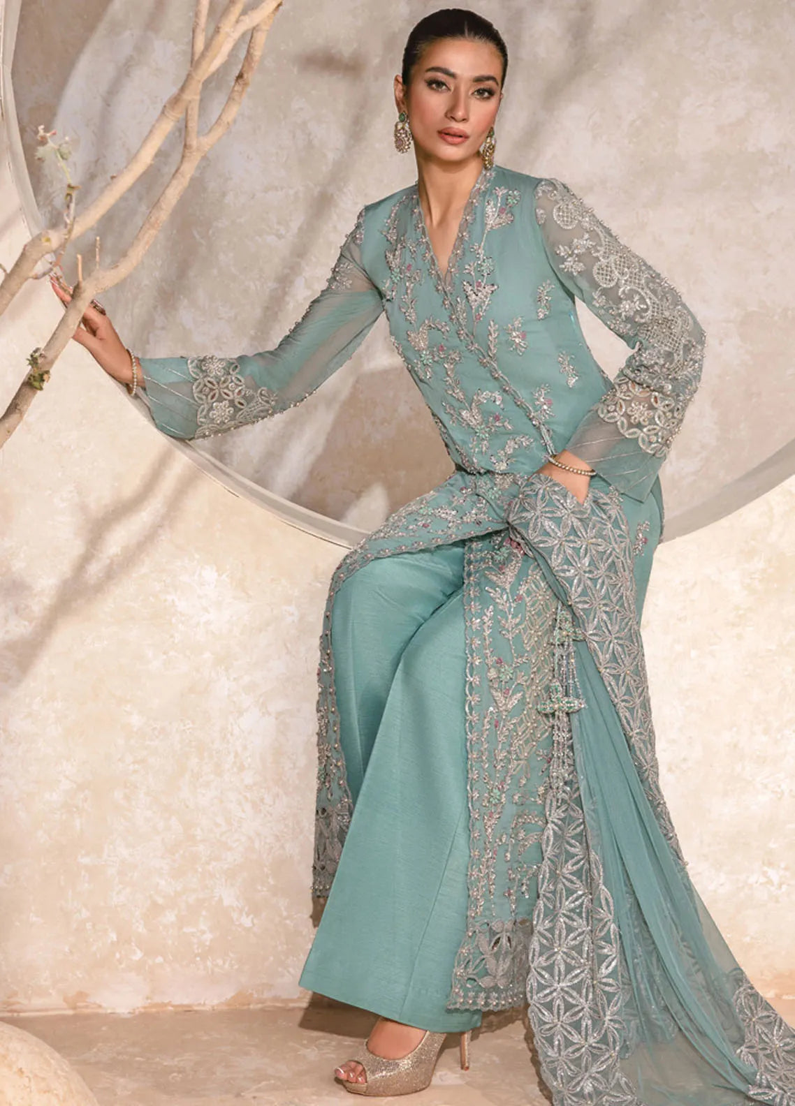 Rang Rasiya Chatoyer Embroidered Chiffon 3Pc Suit D-04 Firuzeh