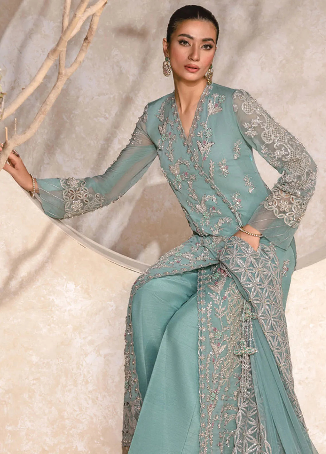 Rang Rasiya Chatoyer Embroidered Chiffon 3Pc Suit D-04 Firuzeh