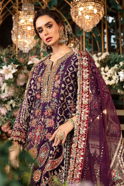 MARIA B__3 Piece Embroidered Raw Silk Suit | BD-2903