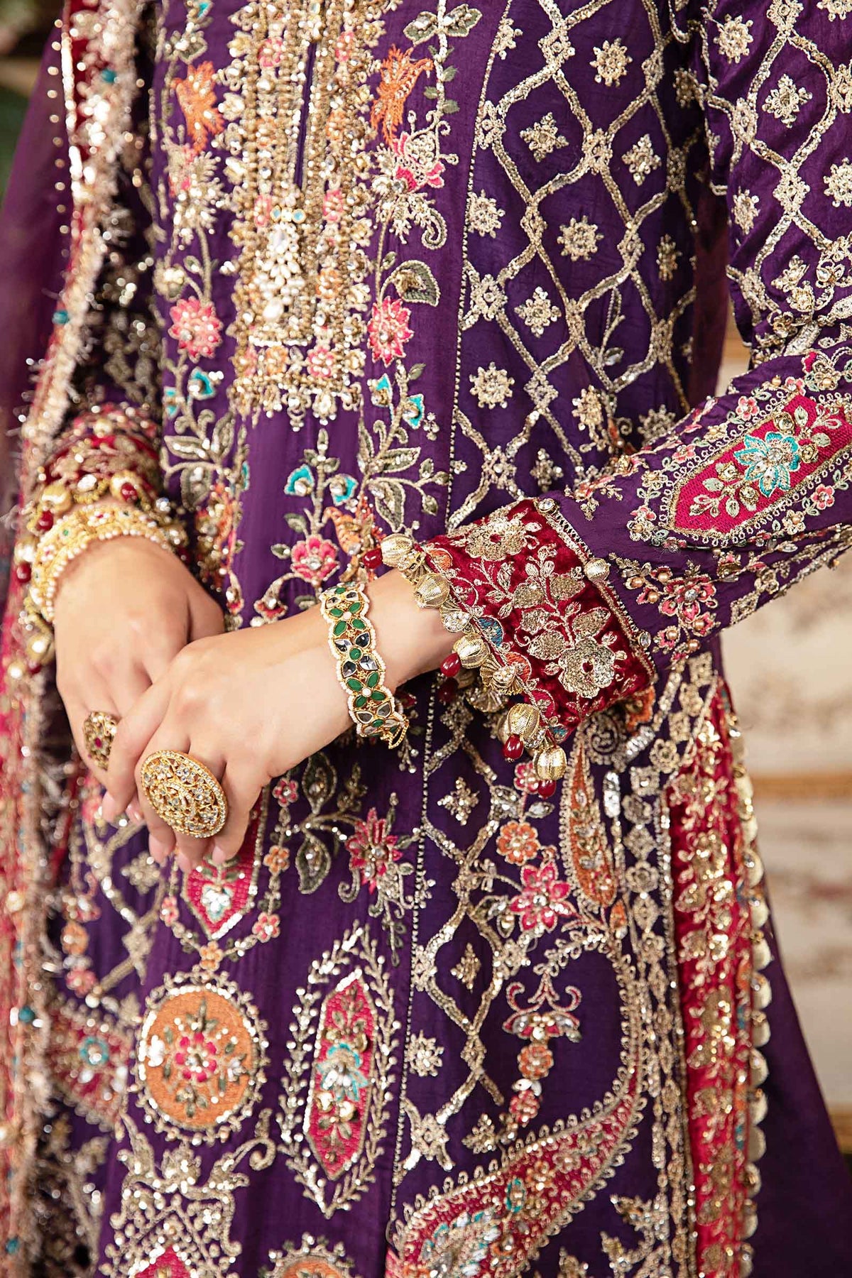 MARIA B__3 Piece Embroidered Raw Silk Suit | BD-2903