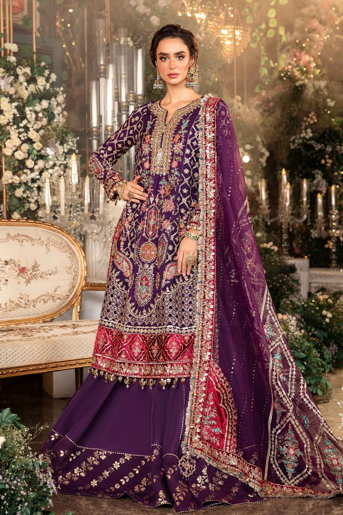 MARIA B__3 Piece Embroidered Raw Silk Suit | BD-2903