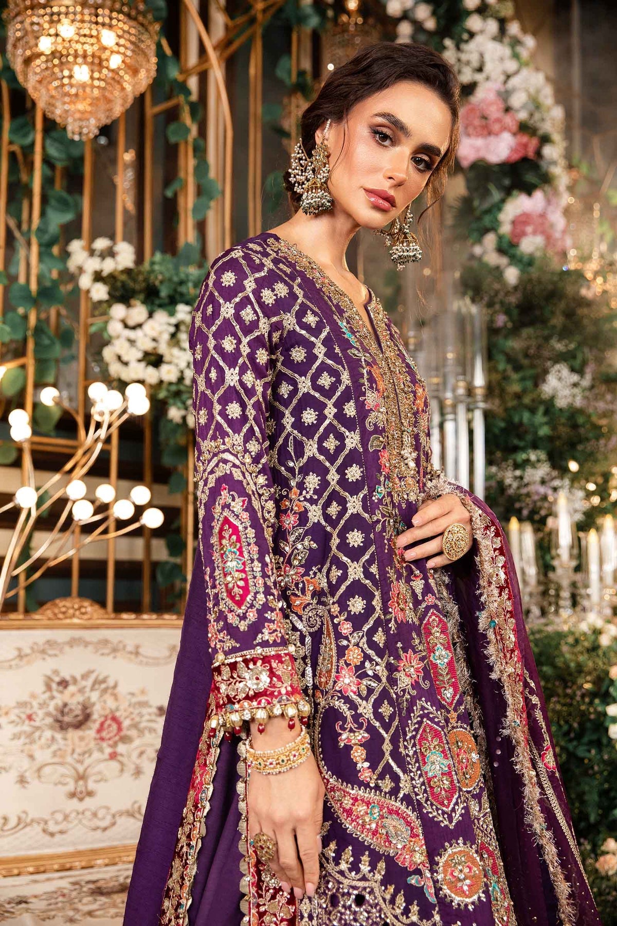 MARIA B__3 Piece Embroidered Raw Silk Suit | BD-2903